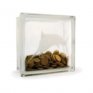 Glass block money box kingfish