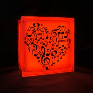 children's night light with music note heart decal
