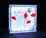 glass block night light with bumble bee