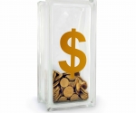 Dollar sign glass block money box