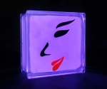 Face silhouette glass block night light