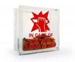 Glass block money box break in emergency