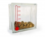 Glass block money box thermometer