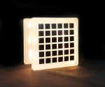Optical illusion square decal on glass block night light
