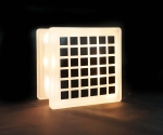 Optical illusion square decal on glass block night light