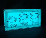 LEd light glass block with pig decal