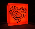 children's night light with music note heart decal