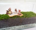 Moss terrarium with teddy bear picnic figurines