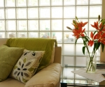 Tiger lily flower in glass block vase