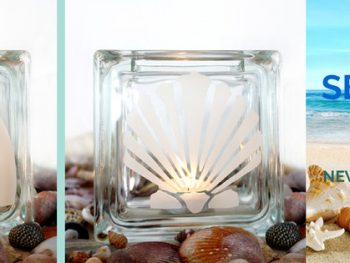 glass tea light candle holders with seashells
