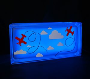 Kids nightlight with plane and clouds