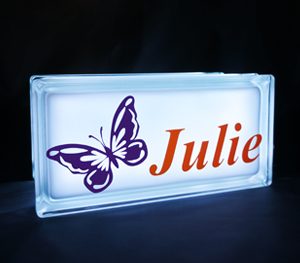 Personalised night light with butterfly decal
