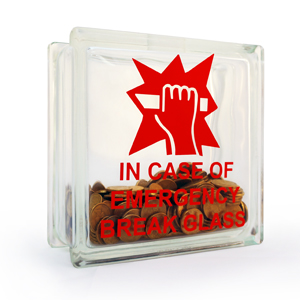Money Box Break In Emergency Decal Creative Glass Gifts