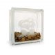 Glass block money box with sailing ship etch