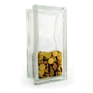 Money box glass block tall