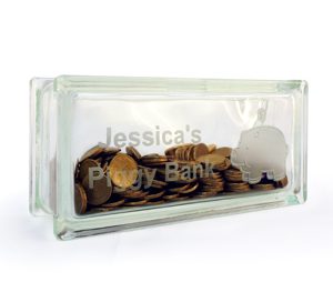 Personalised money box piggy bank glass block
