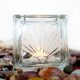 glass block tea light candle holder with clam shell