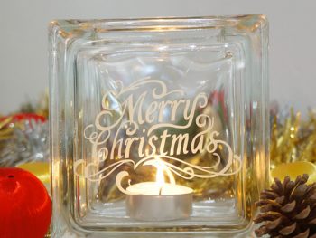 Merry christmas glass candle holder