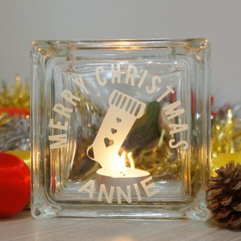 Personalised christmas stocking candle holder
