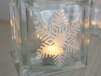 snowflake glass christmas candle holder