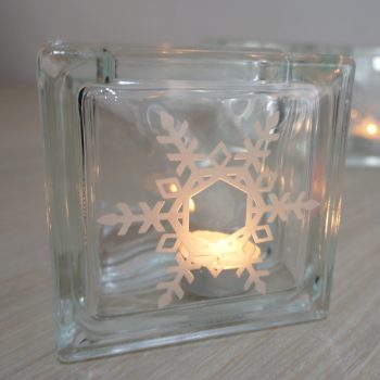 Glass snowflake candle holder