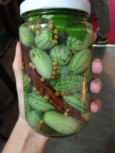 jar of pickled cucamelons
