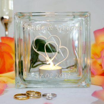 Personalised wedding candle holder hearts